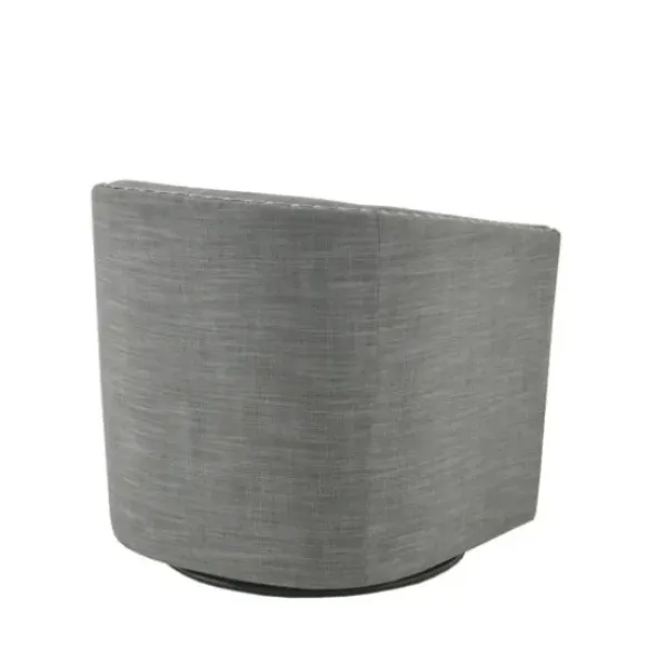 Accent Chairs-Kirkland's Home Nailhead Swivelling Barrel Accent Chair Gray
