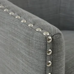 Accent Chairs-Kirkland's Home Nailhead Swivelling Barrel Accent Chair Gray