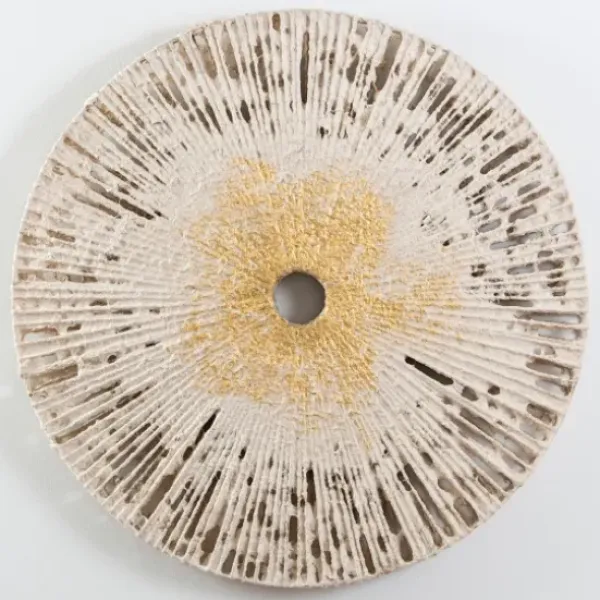 Wall Plaques-Kirkland's Home Nala Gold Leaf Paper Pulp Medallion Plaque Ivory/Gold