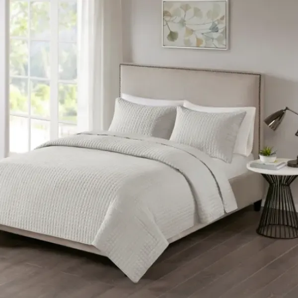 Bedspreads & Coverlets-Kirkland's Home Nash 3-Pc. Reversible King Coverlet Set Gray