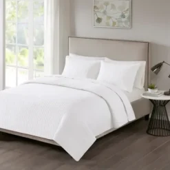 Bedspreads & Coverlets-Kirkland's Home Nash 3-Pc. Reversible King Coverlet Set White