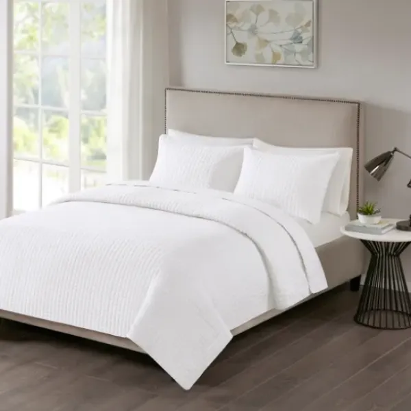 Bedspreads & Coverlets-Kirkland's Home Nash 3-Pc. Reversible Queen Coverlet Set White