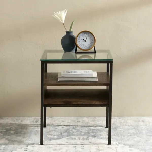 Accent & End Tables-Kirkland's Home Nash Side Table Brown/Gray