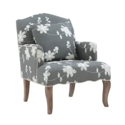 Accent Chairs-Kirkland's Home Natalie Floral Accent Chair Gray/White
