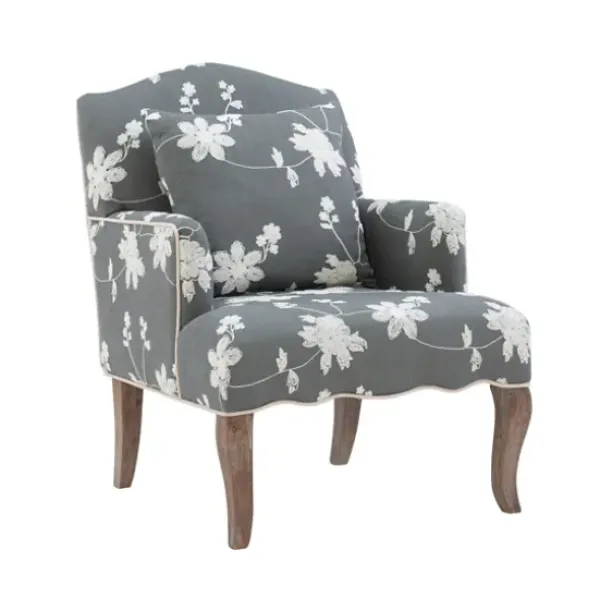 Accent Chairs-Kirkland's Home Natalie Floral Accent Chair Gray/White