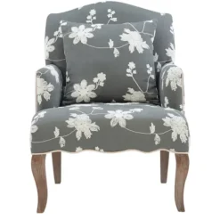 Accent Chairs-Kirkland's Home Natalie Floral Accent Chair Gray/White