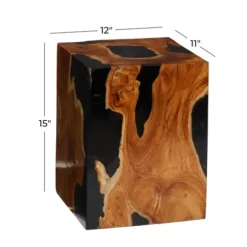Accent & End Tables-Kirkland's Home Natural Abstract Teak Wood Grain Accent Table Brown