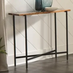 Console Tables-Kirkland's Home Natural Acacia Wood And Acrylic Top Console Table Tan