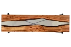 Console Tables-Kirkland's Home Natural Acacia Wood And Acrylic Top Console Table Tan