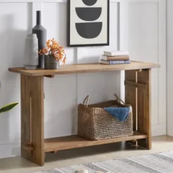 Console Tables-Kirkland's Home Natural Acacia Wood Farmhouse Console
