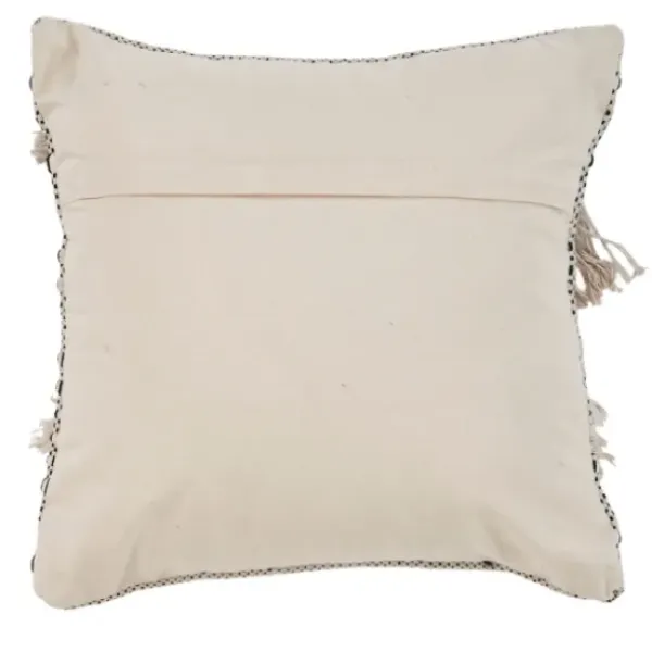 Pillows-Kirkland's Home Natural And Black Cozy Fringe Pillow Black/Ivory