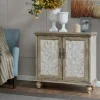 Cabinets & Sideboards-Kirkland's Home Natural And Cream Two-Tone Whitt Cabinet Tan