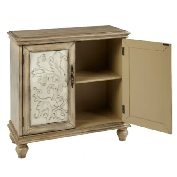 Cabinets & Sideboards-Kirkland's Home Natural And Cream Two-Tone Whitt Cabinet Tan