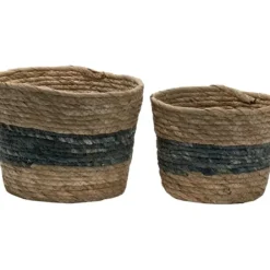 Baskets & Boxes-Kirkland's Home Natural And Gray Woven Jute Planter Basket Tan/Gray