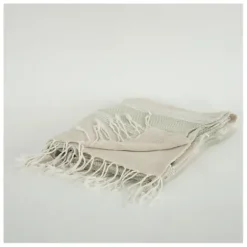 Blankets & Throws-Kirkland's Home Natural And White Colorblock Chevron Throw Tan/Ivory