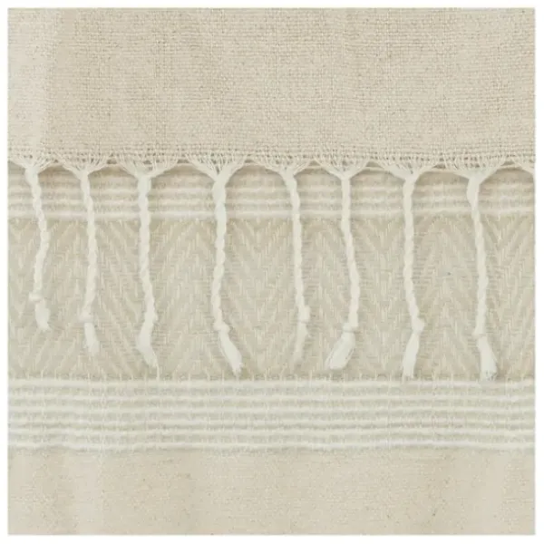Blankets & Throws-Kirkland's Home Natural And White Colorblock Chevron Throw Tan/Ivory
