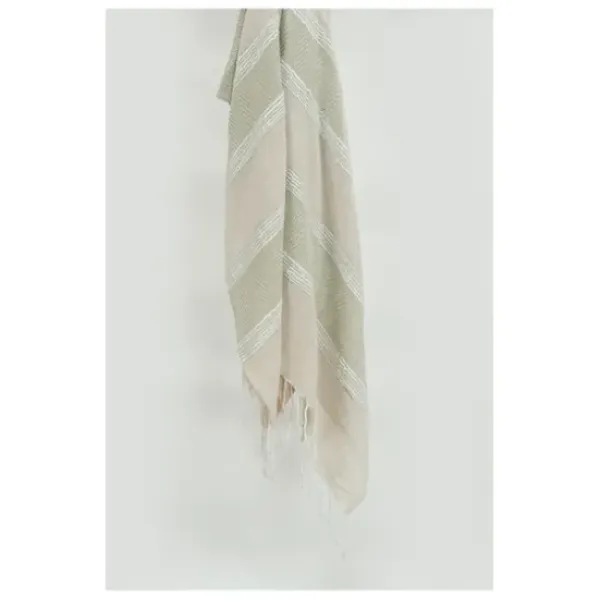 Blankets & Throws-Kirkland's Home Natural And White Colorblock Chevron Throw Tan/Ivory