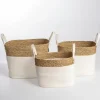 Baskets & Boxes-Kirkland's Home Natural And White Woven Baskets, Set Of 3 Tan/White