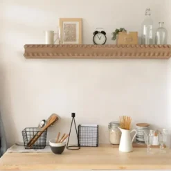 Shelves-Kirkland's Home Natural Beaded Wood Large Floating Shelf