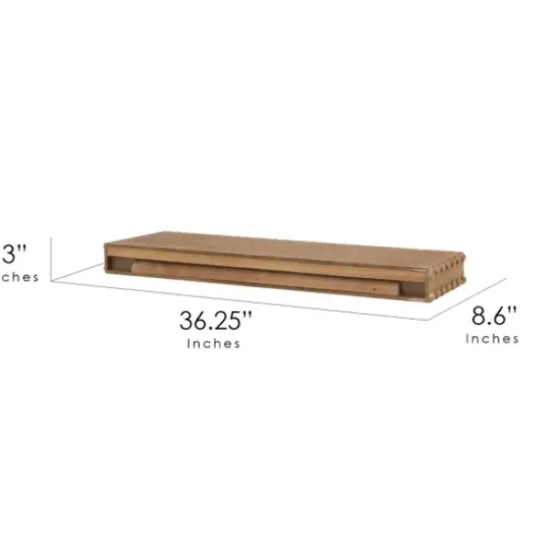Shelves-Kirkland's Home Natural Beaded Wood Large Floating Shelf