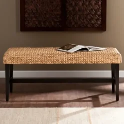 Benches & Ottomans-Kirkland's Home Natural Blanchard Water Hyacinth Bench Tan