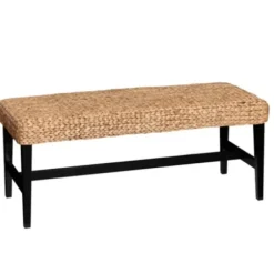 Benches & Ottomans-Kirkland's Home Natural Blanchard Water Hyacinth Bench Tan