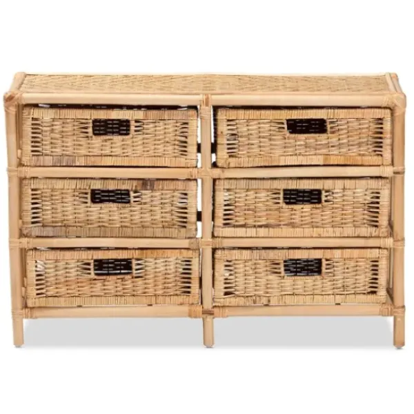 Cabinets & Sideboards-Kirkland's Home Natural Boho Rattan Weave Storage Cabinet