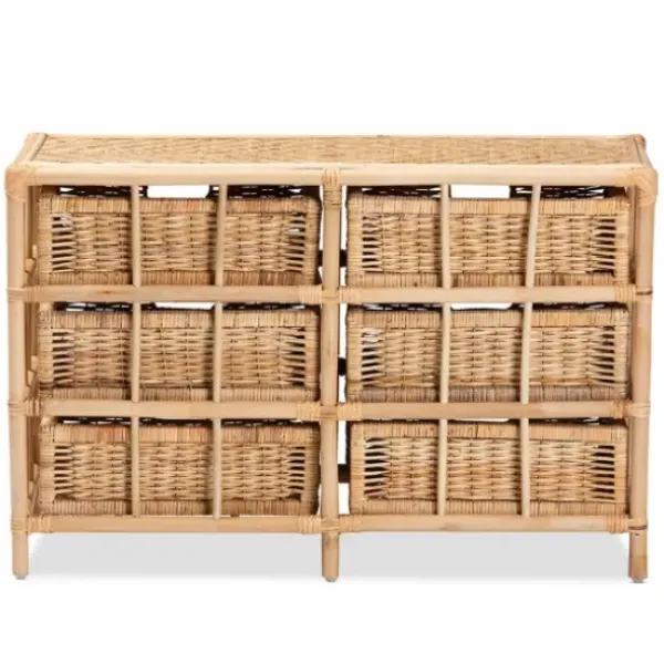 Cabinets & Sideboards-Kirkland's Home Natural Boho Rattan Weave Storage Cabinet