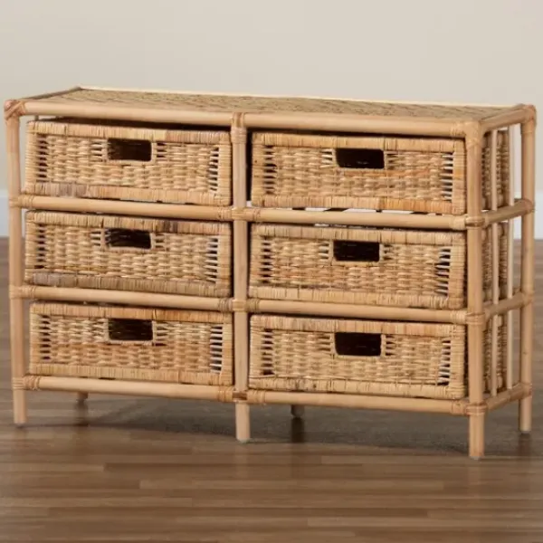 Cabinets & Sideboards-Kirkland's Home Natural Boho Rattan Weave Storage Cabinet