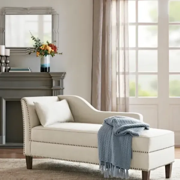 Sofas & Loveseats-Kirkland's Home Natural Brett Accent Chaise Lounge Tan