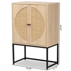Cabinets & Sideboards-Kirkland's Home Natural Cane And Wood 2-Door Cabinet