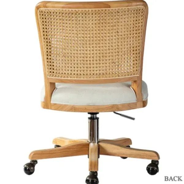 Office Furniture-Kirkland's Home Natural Cane Back Linen Office Chair