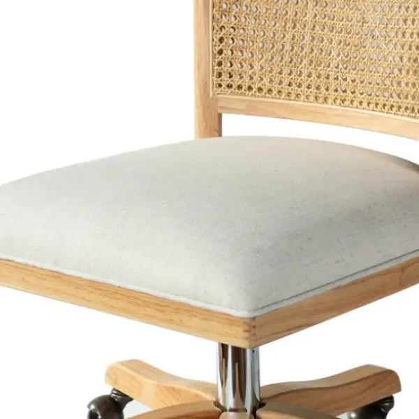 Office Furniture-Kirkland's Home Natural Cane Back Linen Office Chair