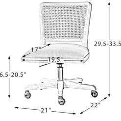 Office Furniture-Kirkland's Home Natural Cane Back Linen Office Chair