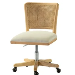 Office Furniture-Kirkland's Home Natural Cane Back Suede Office Chair