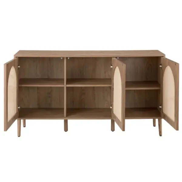 Cabinets & Sideboards-Kirkland's Home Natural Cane Wood Arched Sideboard Cabinet
