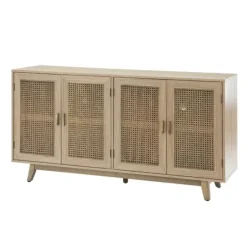 Cabinets & Sideboards-Kirkland's Home Natural Cane Wood Storage Media Cabinet Tan