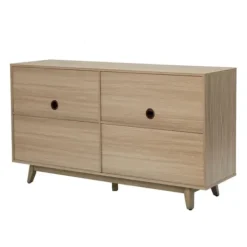 Cabinets & Sideboards-Kirkland's Home Natural Cane Wood Storage Media Cabinet Tan