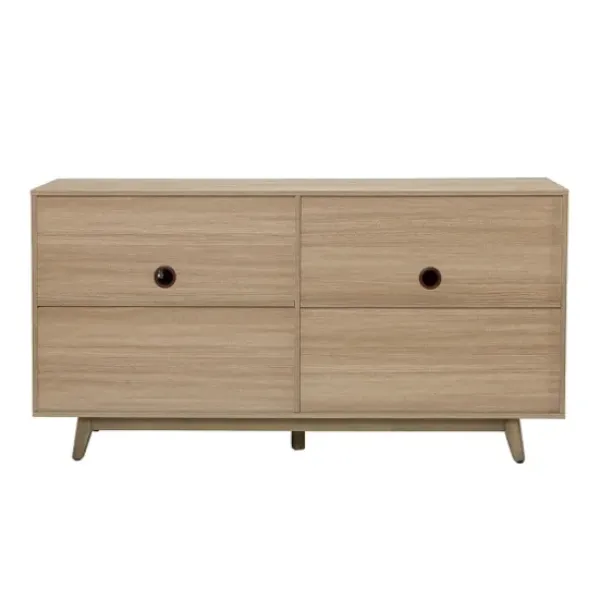 Cabinets & Sideboards-Kirkland's Home Natural Cane Wood Storage Media Cabinet Tan