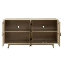 Cabinets & Sideboards-Kirkland's Home Natural Cane Wood Storage Media Cabinet Tan