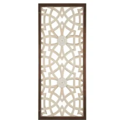 Wall Plaques-Kirkland's Home Natural Carved Damask Wooden Wall Plaque Tan