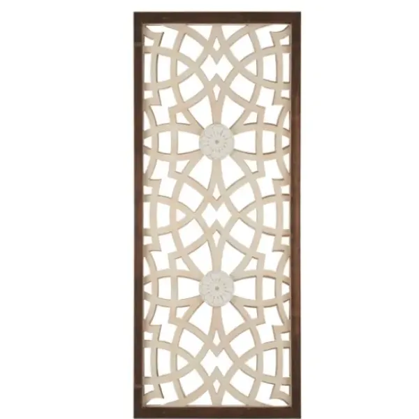 Wall Plaques-Kirkland's Home Natural Carved Damask Wooden Wall Plaque Tan