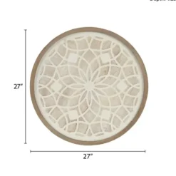 Wall Plaques-Kirkland's Home Natural Carved Wood Medallion Round Wall Plaque Tan