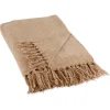 Blankets & Throws-Kirkland's Home Natural Chenille Fringe Throw Tan