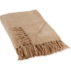 Blankets & Throws-Kirkland's Home Natural Chenille Fringe Throw Tan