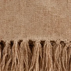 Blankets & Throws-Kirkland's Home Natural Chenille Fringe Throw Tan