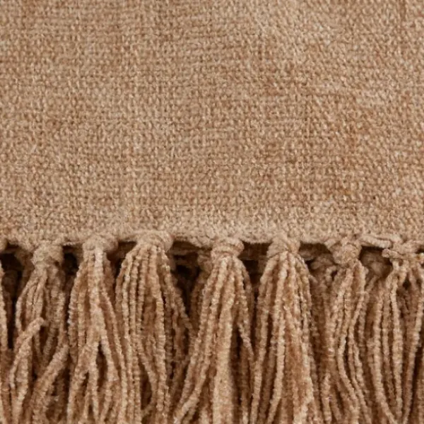 Blankets & Throws-Kirkland's Home Natural Chenille Fringe Throw Tan