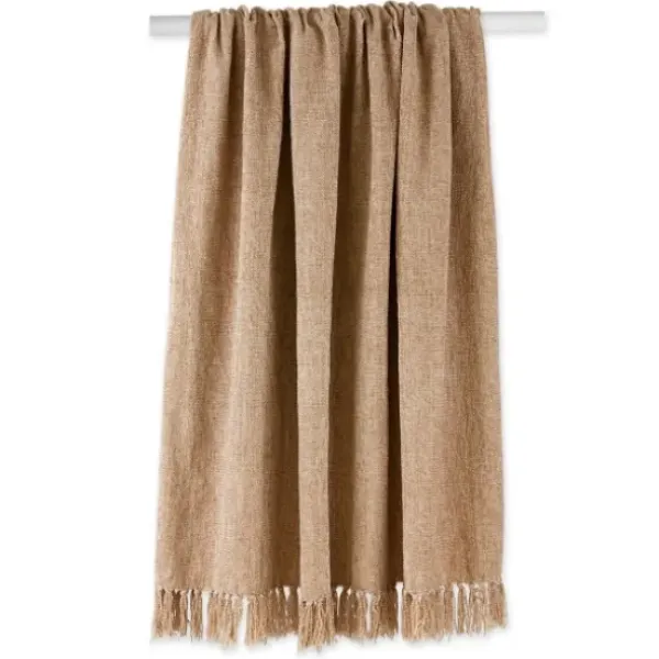 Blankets & Throws-Kirkland's Home Natural Chenille Fringe Throw Tan