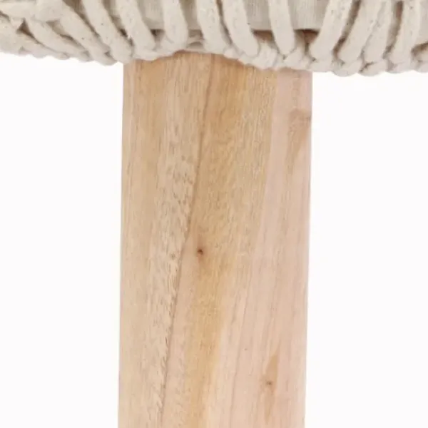 Benches & Ottomans-Kirkland's Home Natural Crochet Stool Tan/Ivory