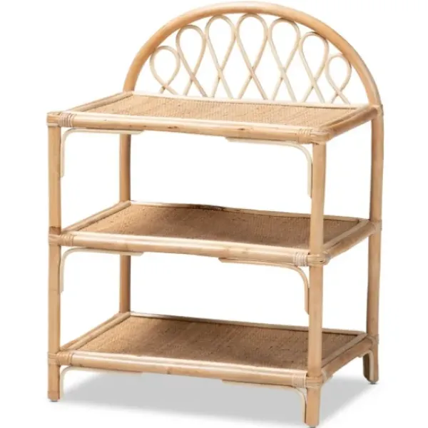 Bookshelves-Kirkland's Home Natural Curled Rattan 3-Tiered Bookcase